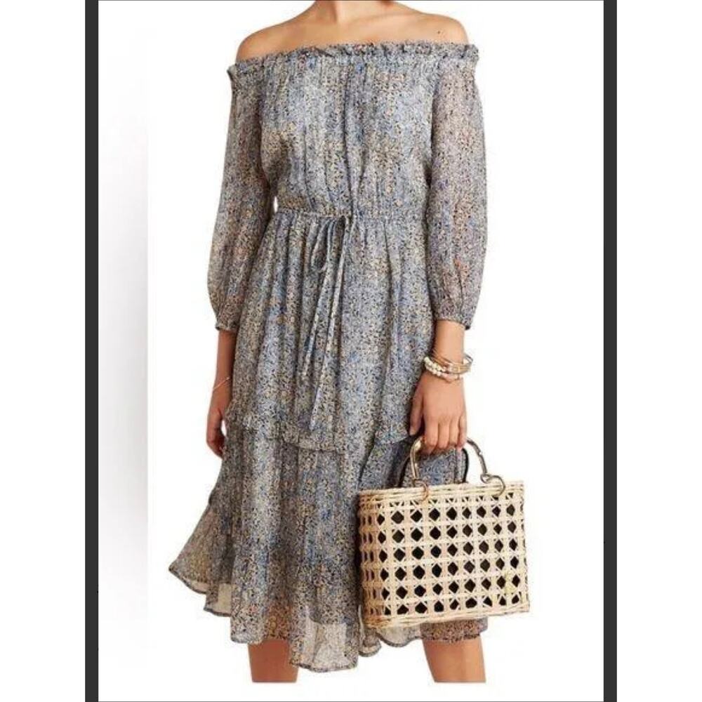 Anthropologie Kira off-the-shoulder floral peasant dress drawstring-Size 14